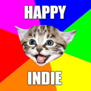 happy hipster playlist cover showing a smiling kitten